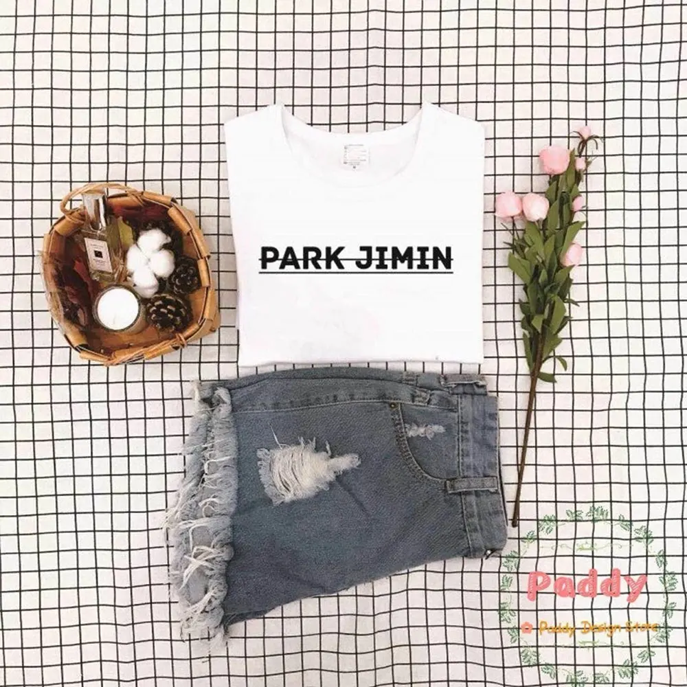 Модная футболка Bangtan Tumblr в стиле KPOP PARK JIMIN уличная одежда Женский Топ с круглым