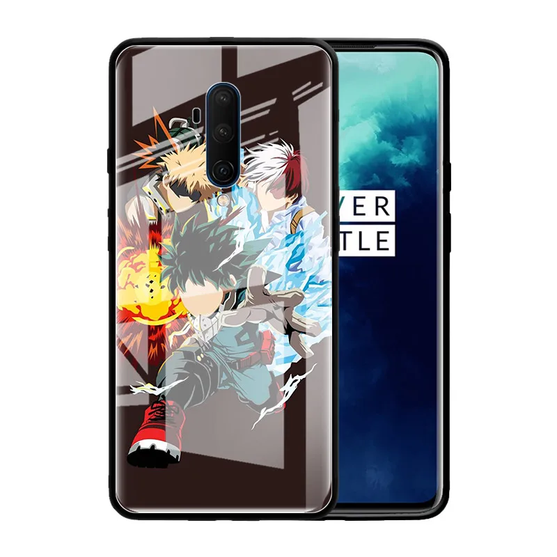 

Tempered Glass Case For OnePlus Nord Z 8 7 7T Pro 5G 7Pro Mobile Phone Shell Silicone Edge Capas 7TPro My Hero Academia Anime