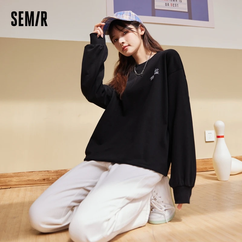 

Женская толстовка SEMIR, Новинка осени 2021, фиолетовая толстовка с круглым вырезом, женские милые и крутые тонкие толстовки для ленивых женщин