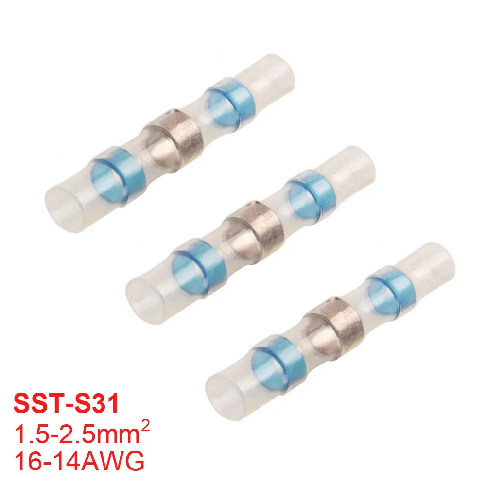S41 Yellow 50PCS Припой уплотнение провода разъем припой уплотнение термоусадочные стыковые Соединители Клеммы электрические водонепроницаемые изолированные 50/100/120 шт - Цвет: S41 Yellow 50PCS