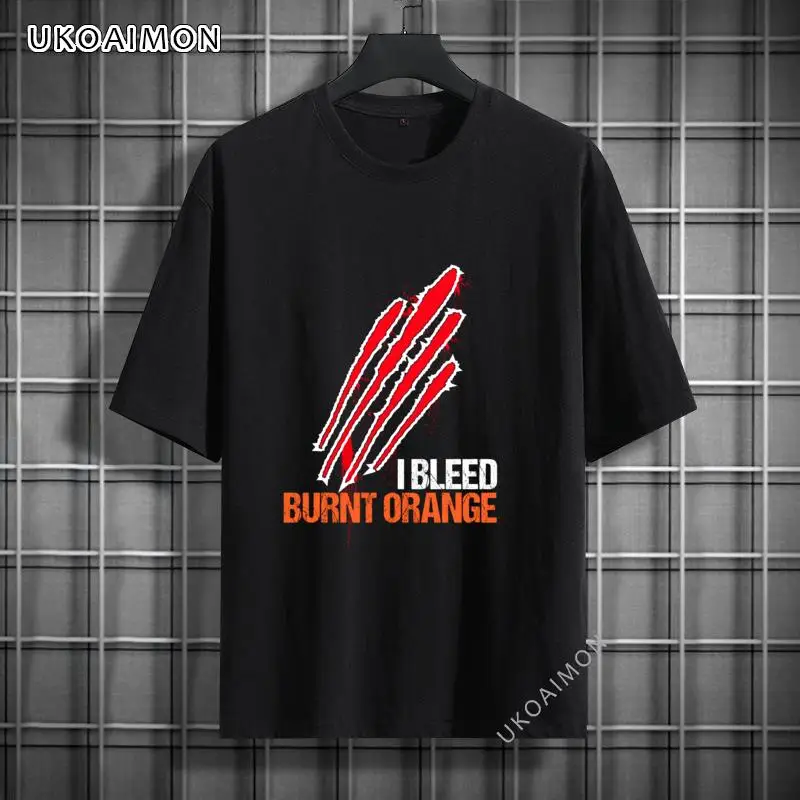 

Lovers Day I Bleed Burnt Orange Funny Crew Neck Casual T-Shirt Funny Pure Cotton Tee Shirt Europe Teenagers T Shirts Printing