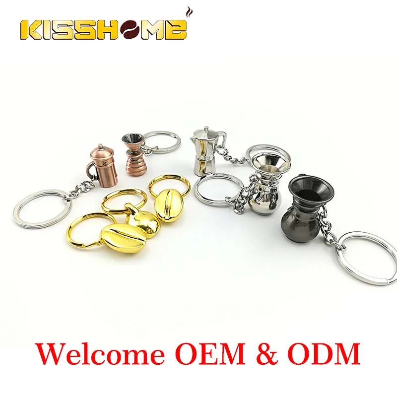 

Zinc Alloy Coffee Beans Keychain Portable Keyring Coffeeware Tools Promotion Gifts Barista Espresso Coffee Accessories