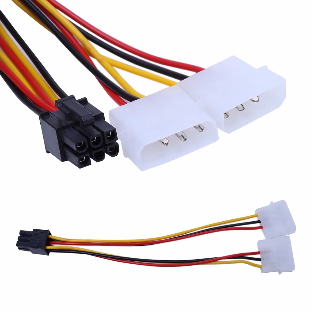 Двойной 4-контактный разъем Molex на один 6-контактный питания PCI-E Y-образный кабель 10