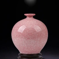 plain pink color ice crackle glazed ceramic porcelain decorative vases home ornament no base
