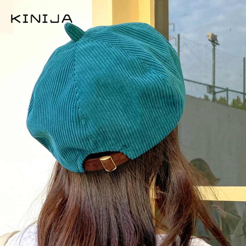 Берет вельветовый Однотонный женский Модная тонкая Кепка в стиле ретро для