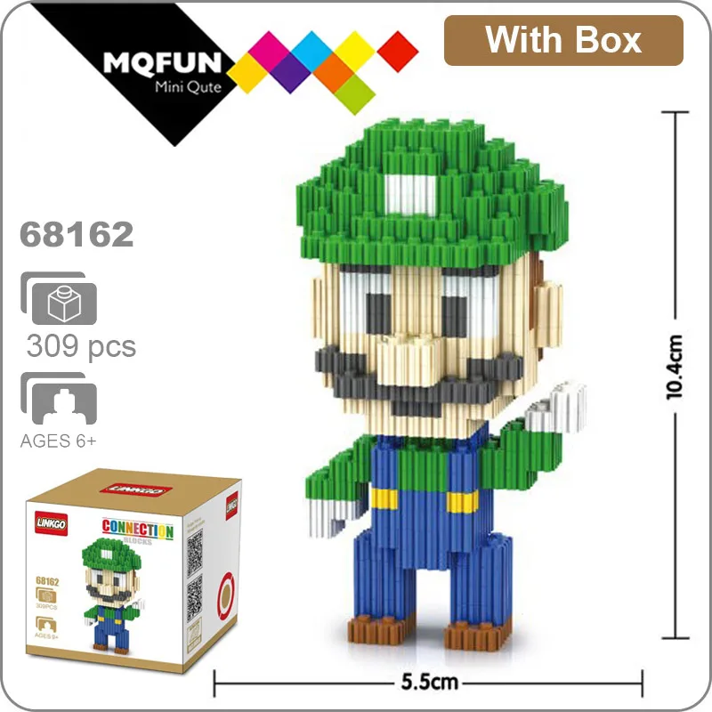 Linkgo игровые модели Сделай Сам Yoshi Super Mario Bros алмазные блоки Строительные кирпичи игрушки 3D сборки фигурки развивающие игрушки