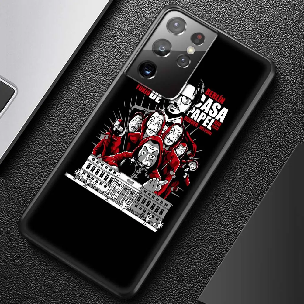 

Spain TV Money Heist House Paper Silicone Case for Samsung Galaxy S21 Ultra S20 FE S10 Plus S9 S8 S10e S7 5G Phone Cover Coque