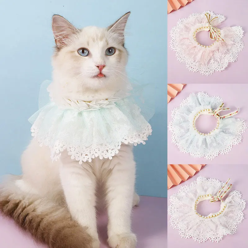 

Cute Lace Princess Cat Collar Pet Necklace Accessories Puppy Chihuahua Kitten Collars with Balls Adjustable Pets Bowtie Gift