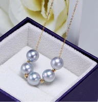 new 9 10mm south sea round grey pearl necklace 14k