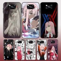 for xiaomi poco x3 nfc gt m3 m2 x2 f3 f2 pro c3 f1 mi play mix 3 a2 a1 6x 5x phone case anime darling in the franxx black cover