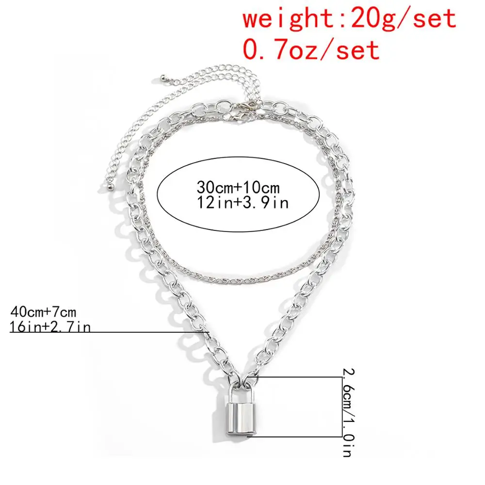 

Punk Goth Cuban Lover Lock Pendant Necklace Vintage High Quality Silver Color Padlock Twisted Chain Necklaces Women Neck Jewelry