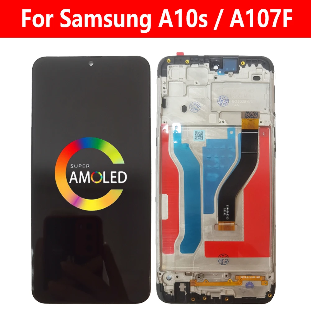 Super AMOLED для Samsung Galaxy A10s 2019 LCD A107 дисплей с рамкой SM-A107F/DS A107M сенсорный датчик дигитайзер в сборе