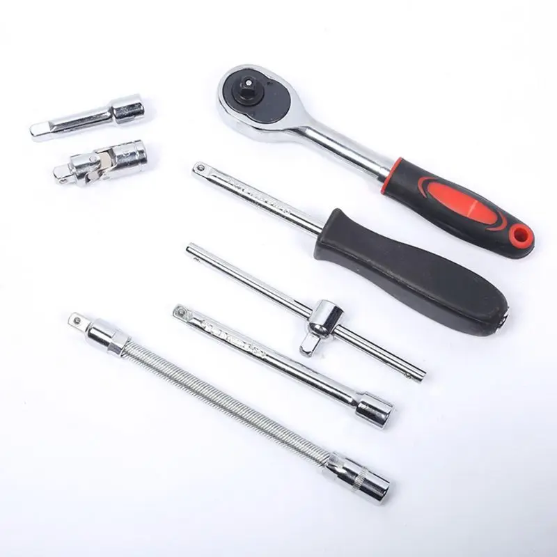 

P9YB 46pcs Ratchet Wrench Socket Spanner Screwdriver Household Motorcycle Car Repair