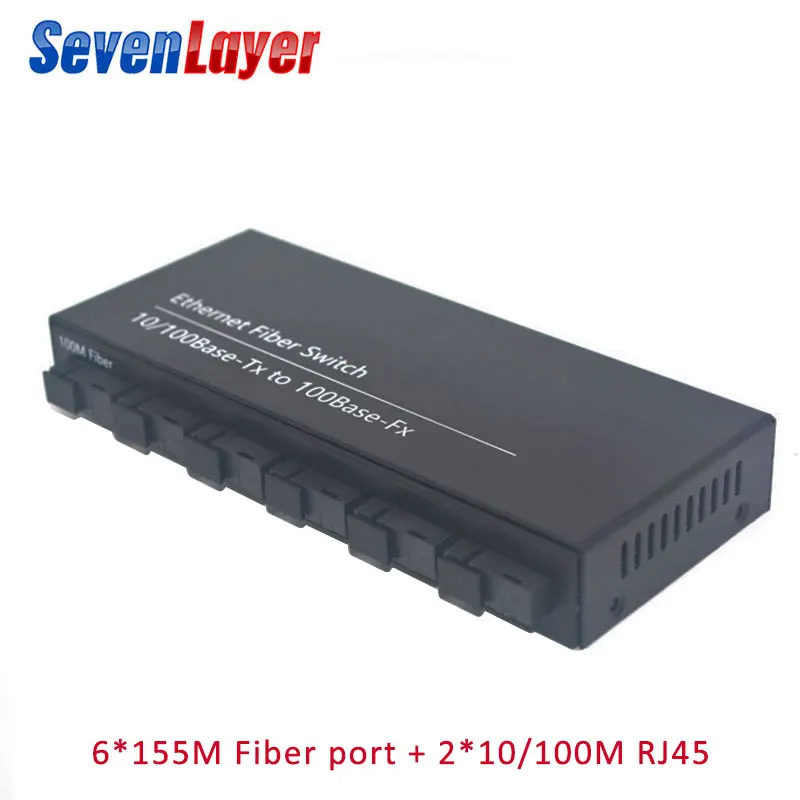 Быстрый Ethernet-коммутатор конвертер 20 км Ethernet волоконно-оптический медиа конвертер одиночный режим 2 RJ45 и 6 SC волокно Порты и разъёмы 10/100 м
