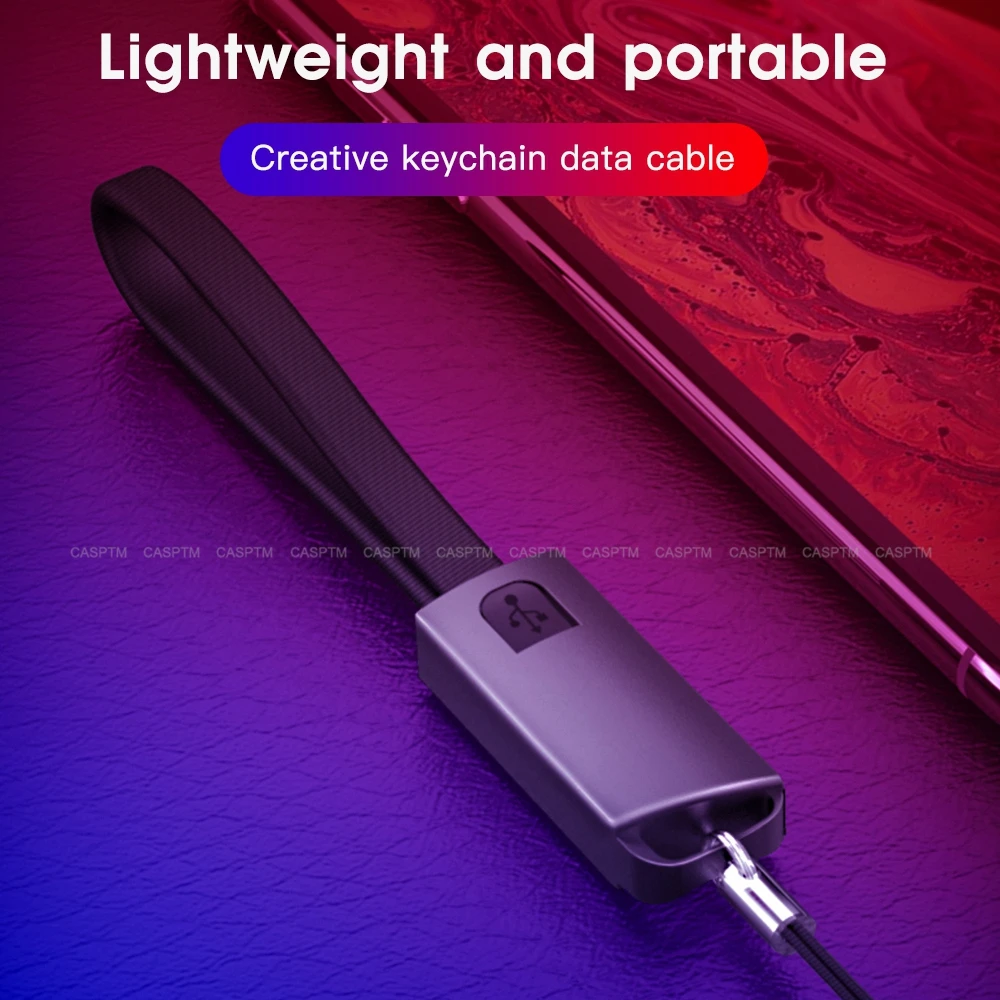 USB кабель для ключей iPhone Huawei P30 Mini NylonType C кабели телефонов 2 А быстрая зарядка