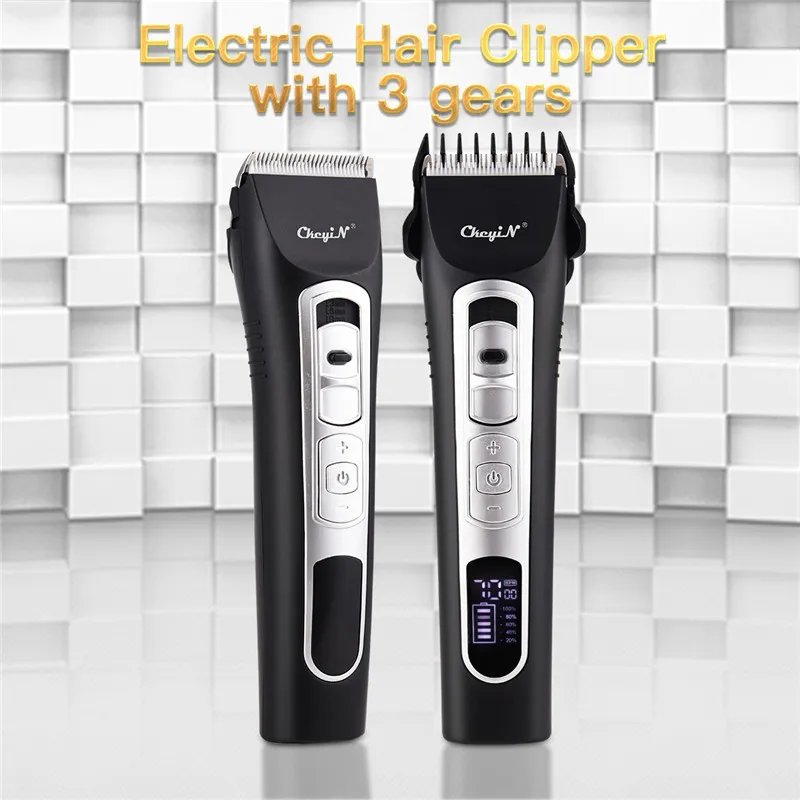 

CkeyiN LCD Display Hair Trimmer Low Noise Electric Hair Clipper Men Barber Hair Cutting 3 Gear Adjust Haircut Shaver Beard Razor