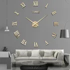 Настенные часы с римскими цифрами, акриловый материал, самоклеящиеся современные домашние украшения, 3D цифровые настенные часы сделай сам, наклейки для гостиной
