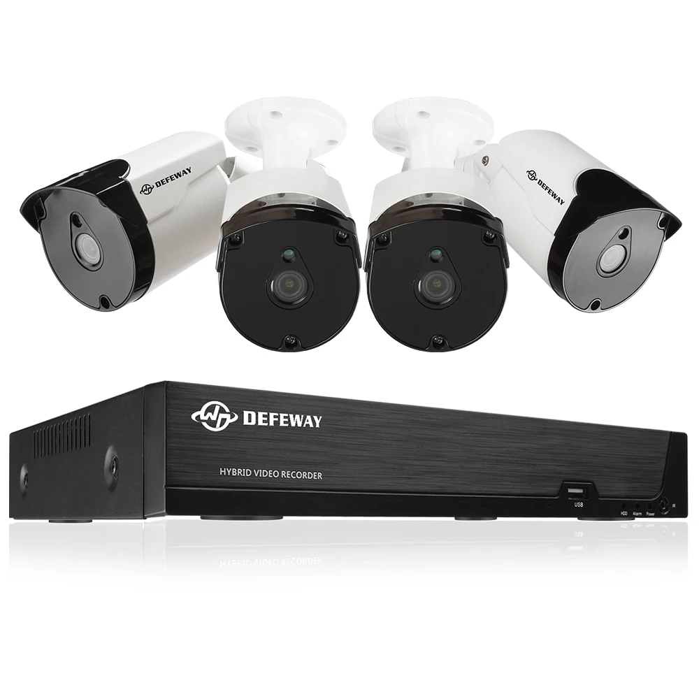 DEFEWAY видеонаблюдения 8CH HD 5.0MP H.265+ 4 камеры видеонаблюдения уличная камера DVR комплект всепогодный IP66 ИК ночного видения