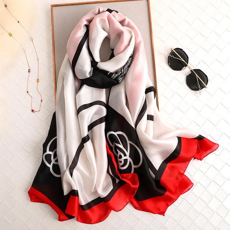 

2020 New Design Brand Silk Scarves Summer Women Shawls and Wraps Print Hijabs Scarfs Foulard Femme Pashmina Beach Stoles Luxury