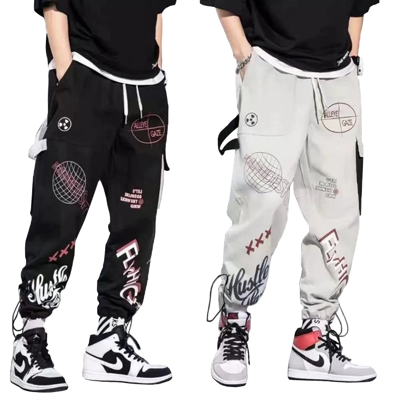 

Hip Hop Fashion Pants Japanese Streetwear Pants Graphic High Street Sweatpants Men Spring Long Black Pants Stylish Clothing A02