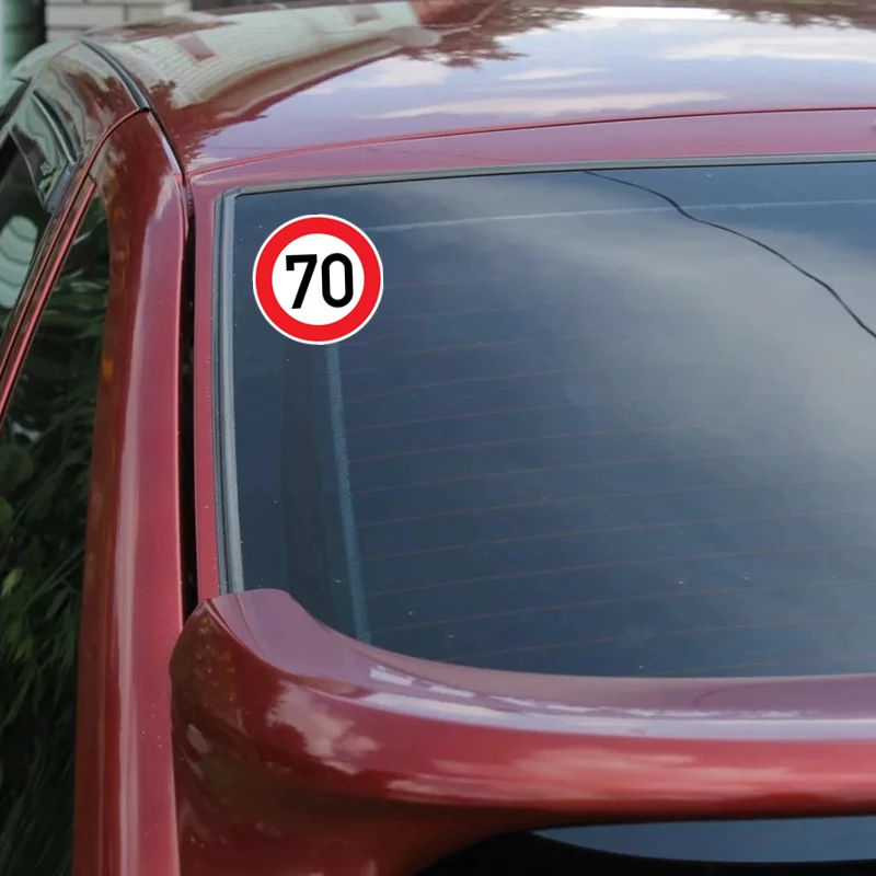 

16*16cm Speed Limit, 70 Km Per Hour Funny Car Sticker PVC Decal Car Auto Stickers for Car Bumper Window Car Decorations