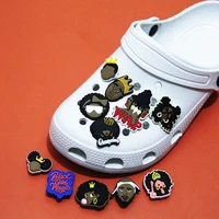 charm accessories custom cartoon cute pvc shoes crocodile button sandals charm black life paint father portrait