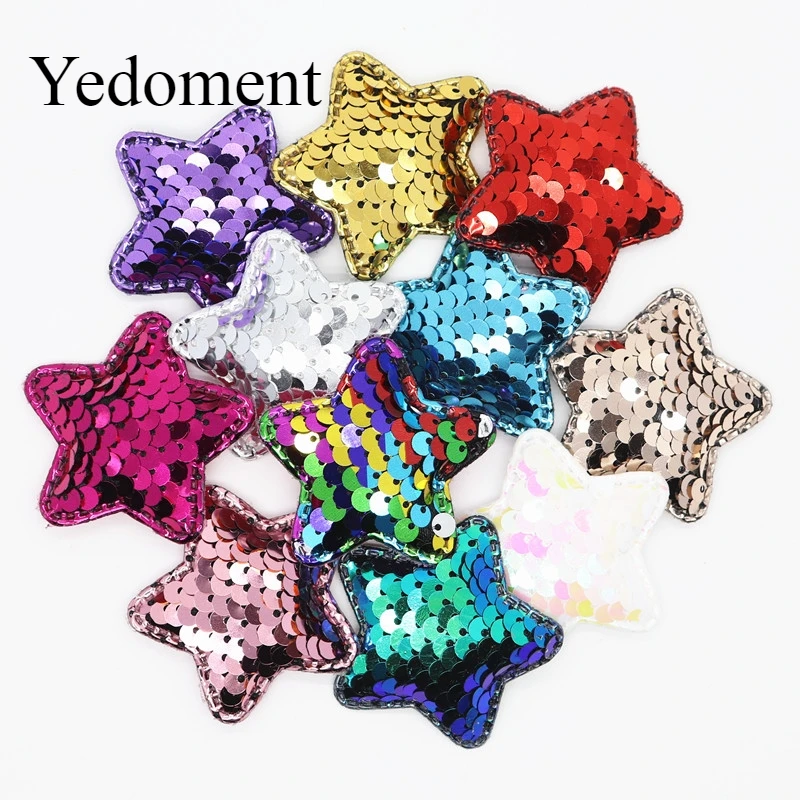 11 шт. двухсторонние патчи с блестками и аппликацией в виде звезды для заколок