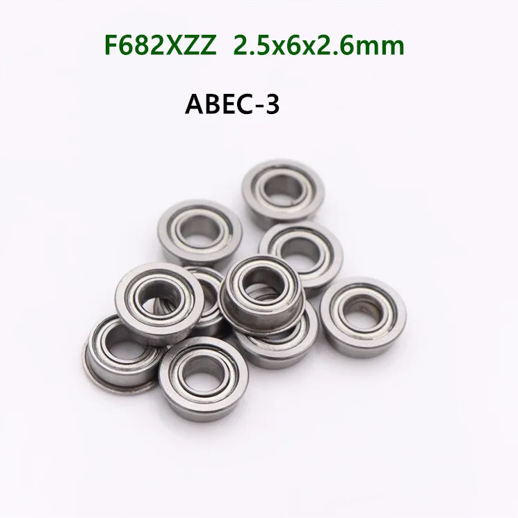 100pcs/lot   ABEC-3  F682XZZ  Flanged bearing F682X -2Z  LF-625ZZ  2.5x6x2.6 miniature flange ball bearings 2.5*6*2.6 mm