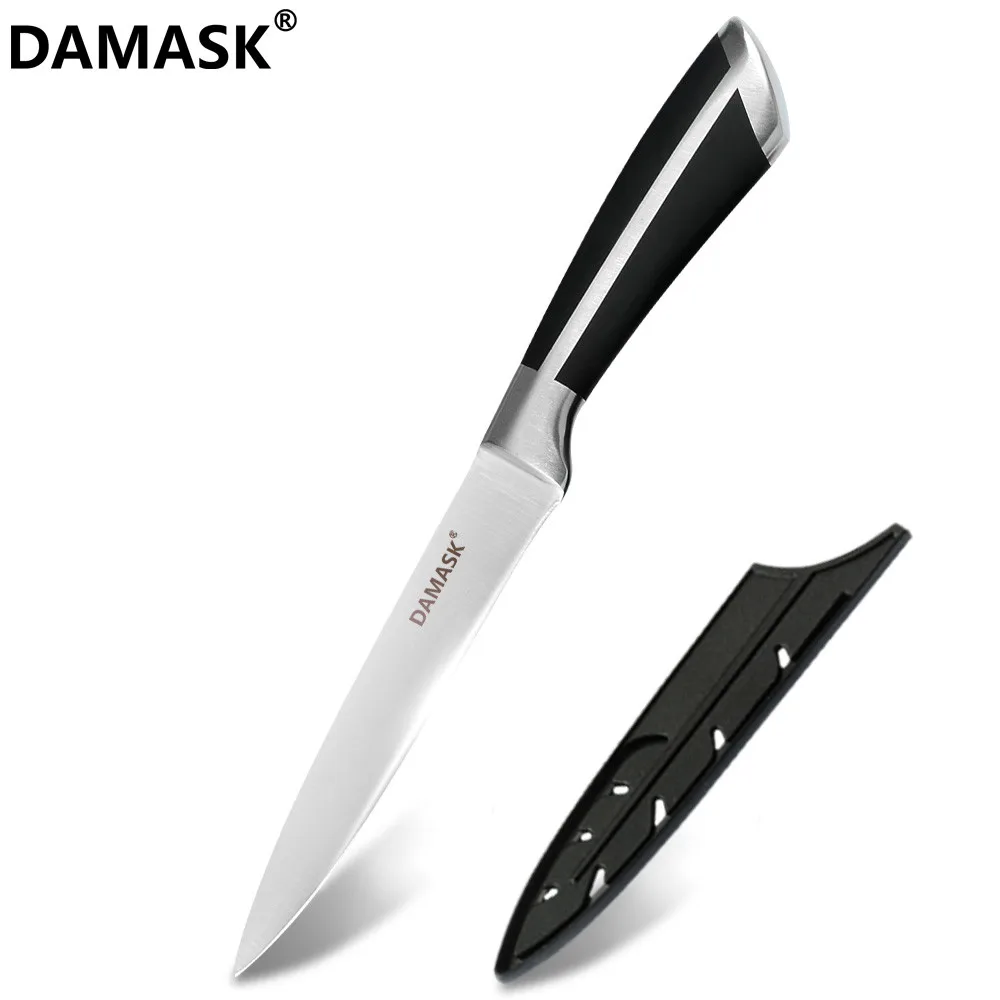 5 inch Utility Дамасские кухонные ножи из нержавеющей стали, нож для очистки овощей Santoku, ножи для нарезки хлеба, ножи для овощей, мяса, рыбы, кухонная принадлежность - Цвет: 5 inch Utility