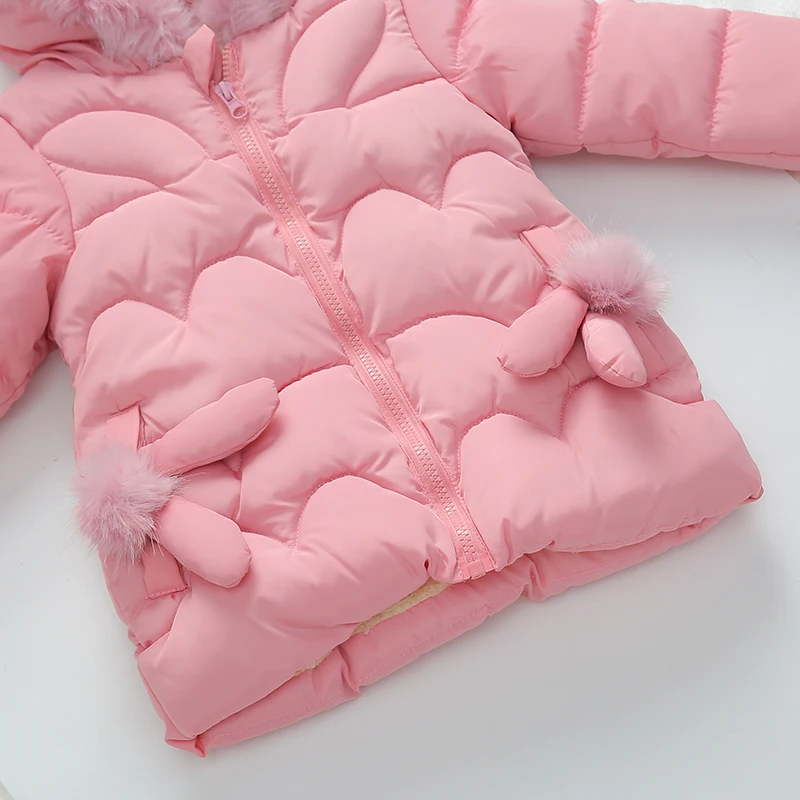 Toddler Girls Cotton-padded clothes 2019 Autumn Winter Jacket For Kids Warm Fur Outerwear Coat Children 2 3 4 Year |