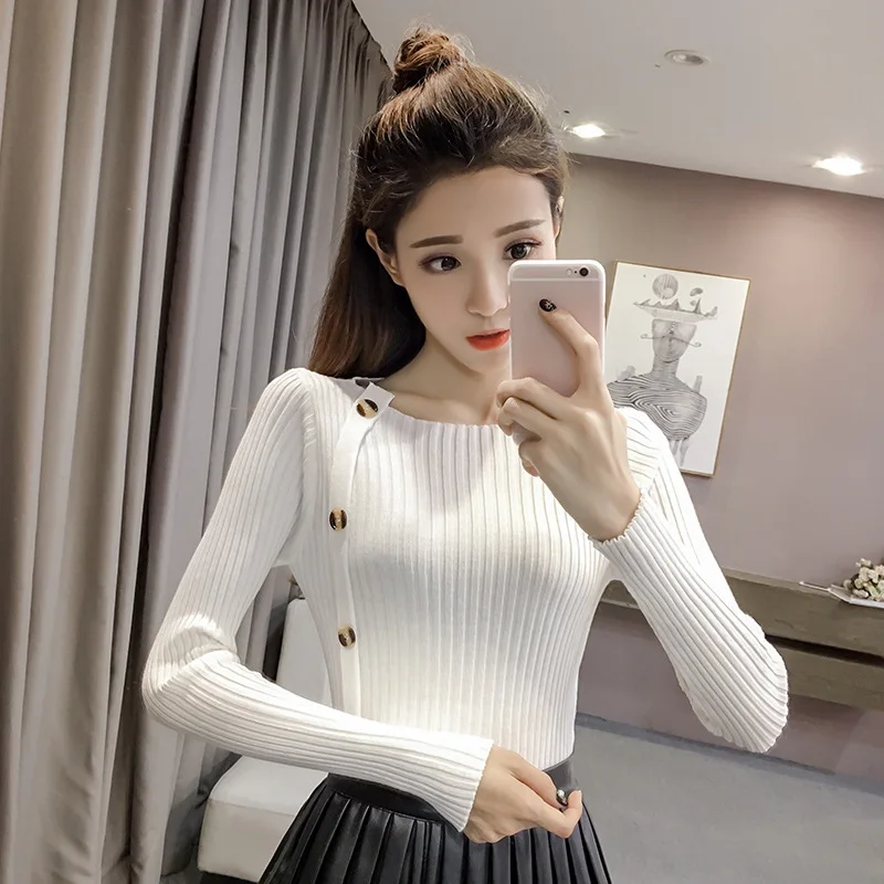 

Women's Bottoming Shirt for Fall/winter New Slim Round Neck Short Knit Sweater Slim Tight-fitting Foreign-style Sweater