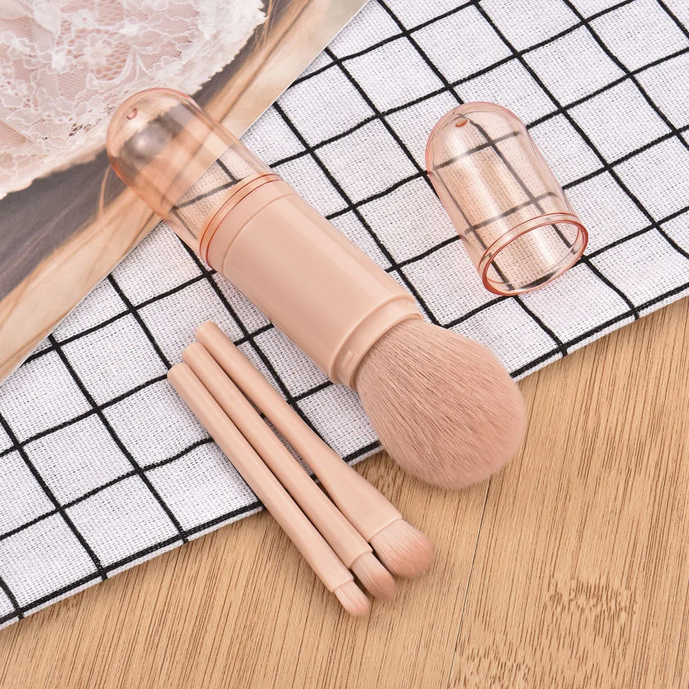 

Telescopic 4 in 1 Travel Portable Makeup Brushes Set Blush Eyeshadow Loose Powder Lip Cosmetics For Face Make Up Brush Kit Tools