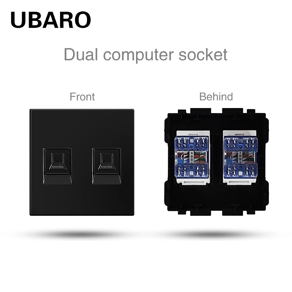 

UBARO EU 52*52 мм черная розетка USB Type C RJ45 RJ11 TV HDMI Индукционная Светодиодная лампа для ног несколько типов модуля DIY монтаж сквор