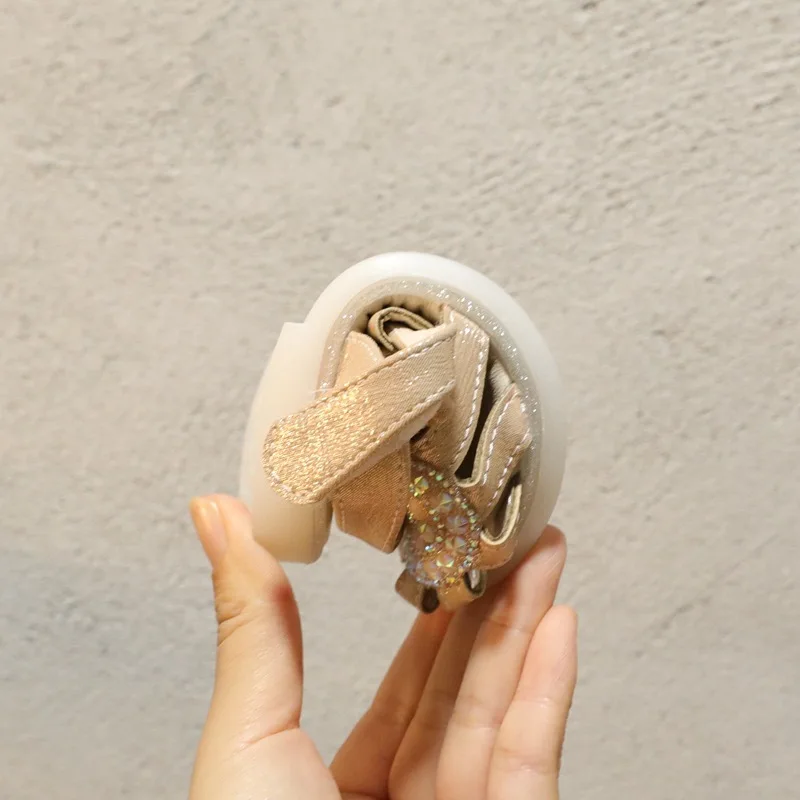 

12-14cm Brand Toddler Girls Summer Sandals,Bling Rhinestone Littler Princess Dress Shoes For Party Wedding,Closed Toe Baby Shoes