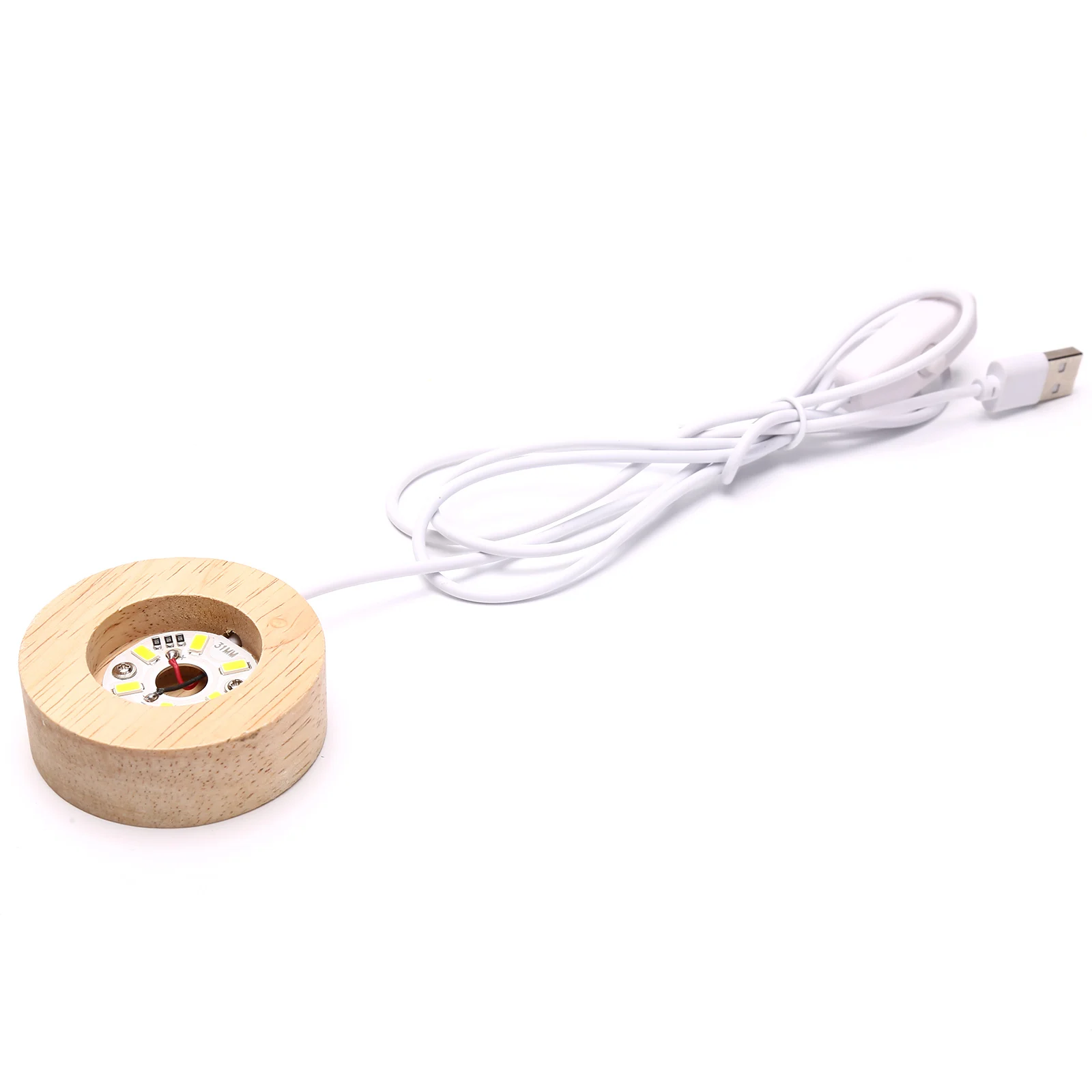 

LED Night Light Wooden Round Base Holder Display Stand for Crystals Glass Ball
