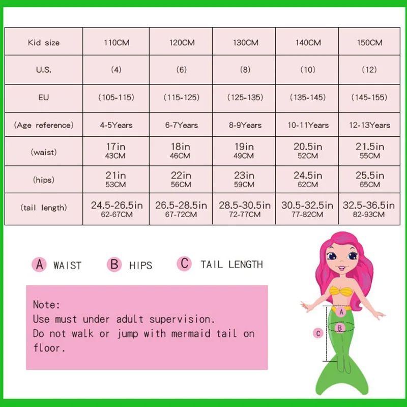 Детский костюм для девочек с хвостом Русалочки купальный плавниками бикини