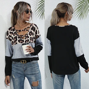 2021 Autumn Woman T-Shirts Stitching Long Sleeve Trendy Slim T-Shirt Square Neck Bottoming Shirt Women Tees Ladies Tops Fashion