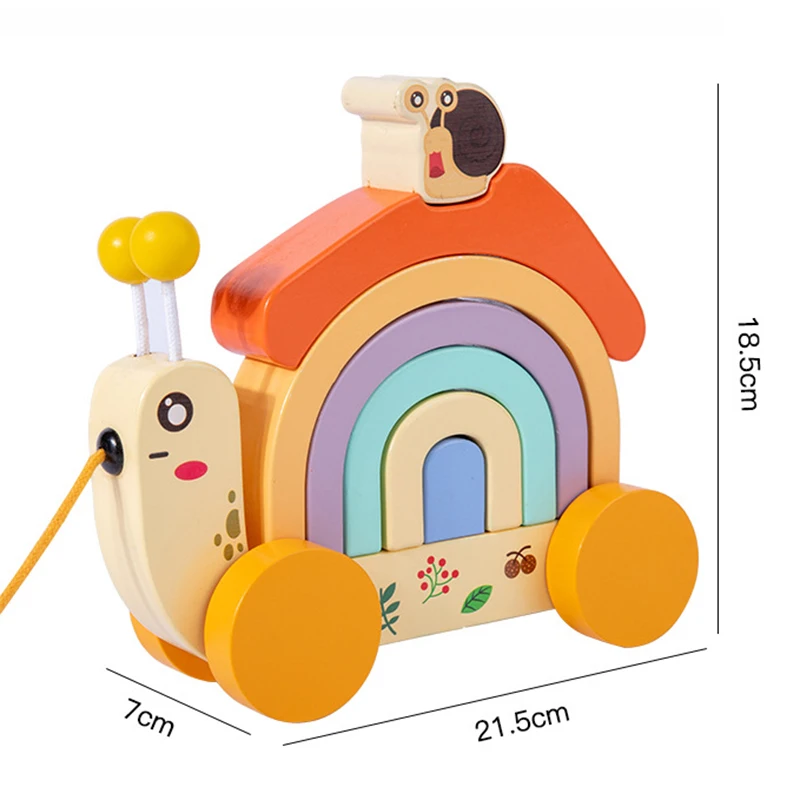

Cute Cartoon Rainbow Snails Building Blocks Wooden Toys Children Creative Removable Jenga Set For Baby Walker Toy Birthday Gift