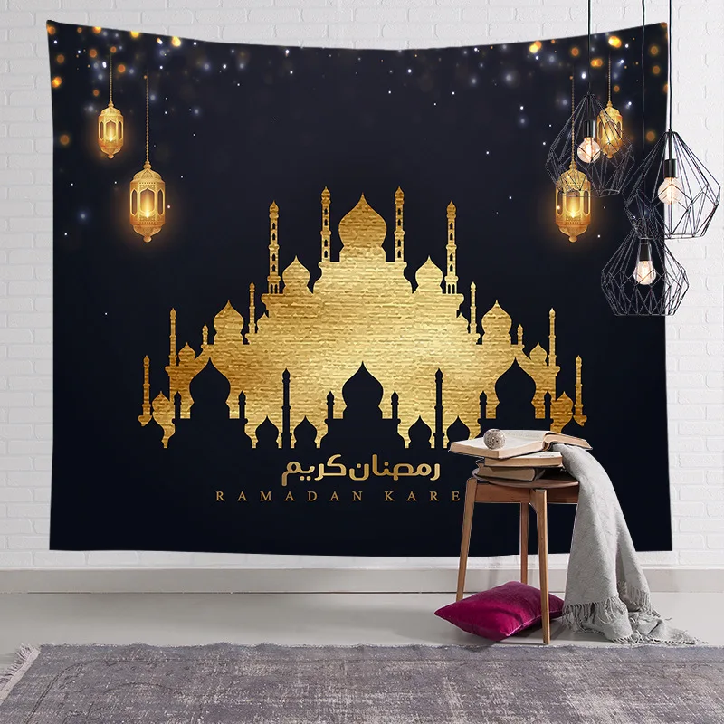 

FFO Eid Decorative Wall Tapestry Islamic Muslim Ramadan Tapestries Hanging Background Cloth With Ethnic For Home Living Room