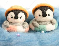 lifebuoy little penguin wool needlepoint kit wool felt needle felting decoration craft needlecraft diy handmade