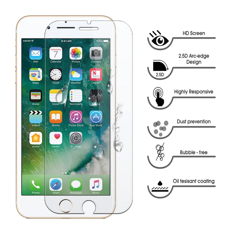 2 шт протектор экрана для iPhone 7 iPhone7 7Plus закаленное стекло 8 Plus iPhone8 8 Plus бронированная защита iPone 7P 8 P Tremp Glas i