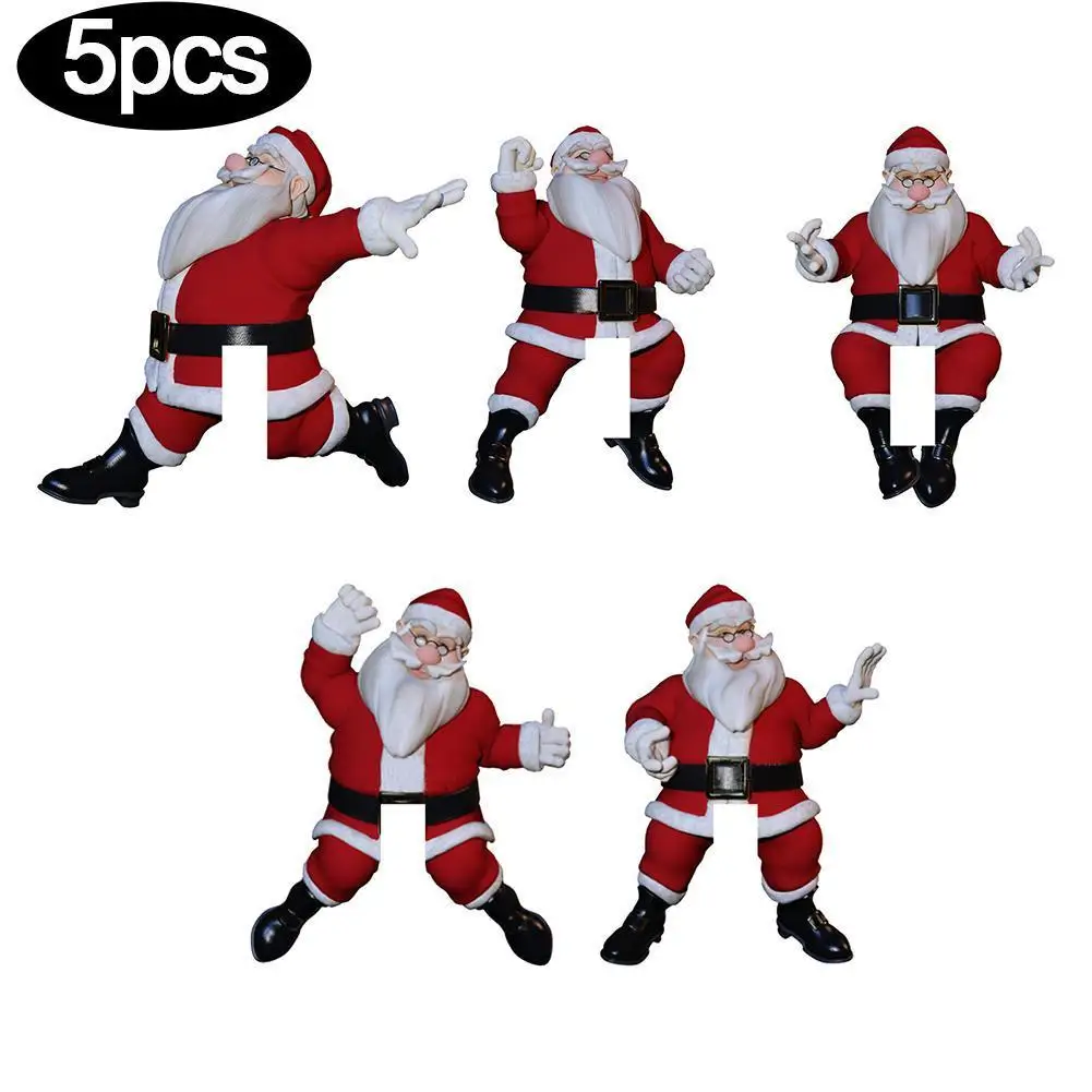 

5PCS Christmas Old Man Wall Sticker Waterproof Glass Decoration PVC Stickers Window Stickers Funny Wall Stickers 9*10cm