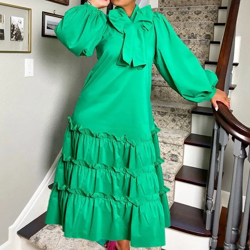 

African Dresses For Women Spring Autumn Long Sleeve Maxi Dress Ladies African Elegant Dashiki Print Robe Africa Clothing