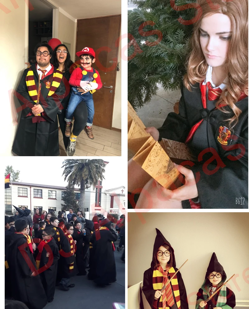 Ravenclaw косплей на Гриффиндор Hufflepuff костюм Слизерин Поттер халат плащ с галстуком шарф Поттер Костюм
