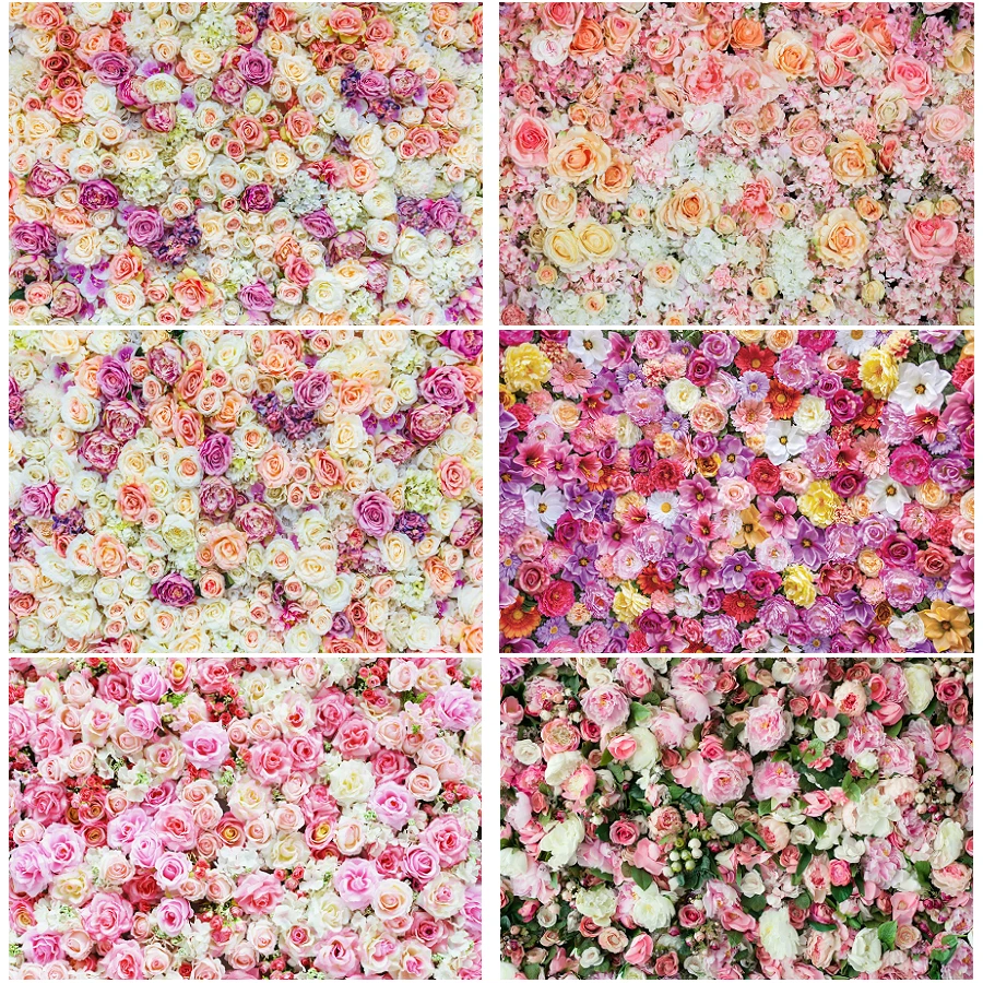 

Natural Flower Backdrop Colorful Blooming Roses Backgrounds Birthday Party Decor Newborn Bride Photo Booth Studio Prop