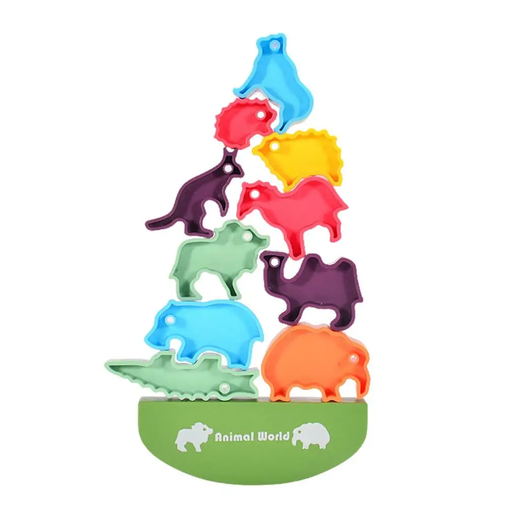 

Animal Stacking Blocks Game Toy for Kids 3-8 Years Old 12 Colorful Building Blocks for Toddlers Montessori Educational Toys Pres