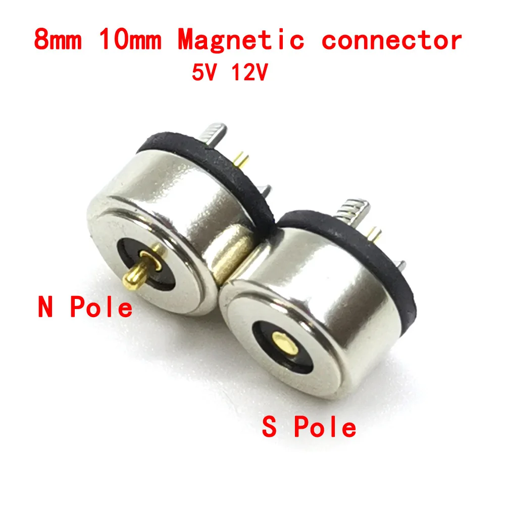 3set DC 2pin magnética en miniatura conector pin pogo 5V 12V inteligente taza de agua de carga imán 2A 3A actual de la energía de luz LED hembra