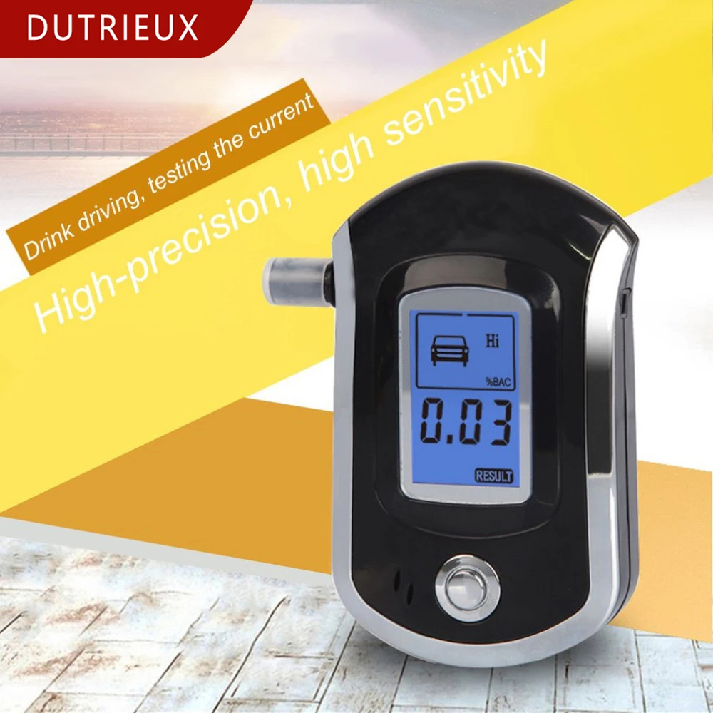 

Профессиональный цифровой алкотестер с ЖК-дисплеем и 11 мундштуками