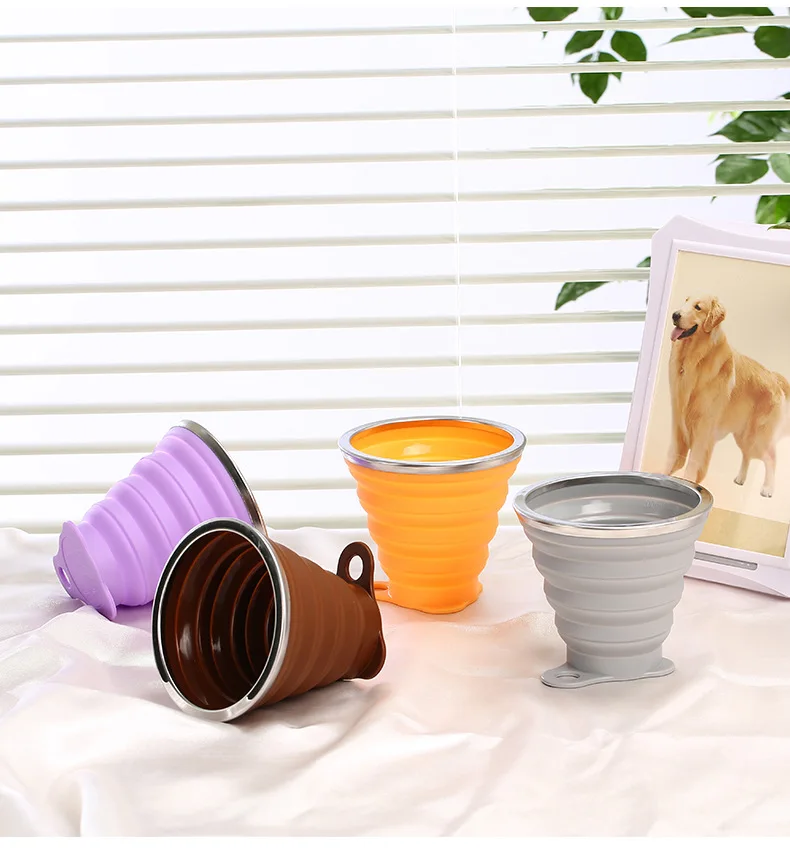 Выдвижная складная чашка из нержавеющей стали для путешествий 270 мл