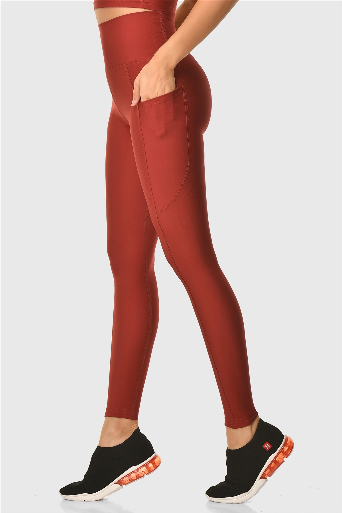 Superstacy High Waist Pockets Burgundy Sports Leggings
